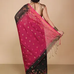 BENGAL HANDLOOM Woven Design Zari Taant Saree image 2