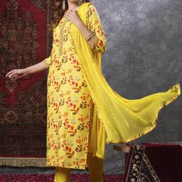 Anni Designer Floral Printed Round Neck Straight Kurta With Trouser & Dupatta-picture-16