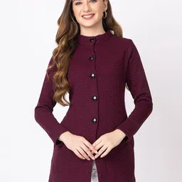 KEIKO Women Self Design Round Neck Longline Cardigan-picture-11