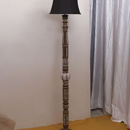 Devansh Blue Conical Wooden Floor Lamp-picture-6