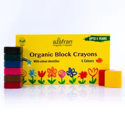 Azafran Organic Block Crayons 8 Shades- Multicolour image 3