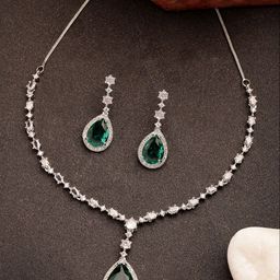 NVR Sliver-Plated AD Stone Studded Jewellery Set-picture-10