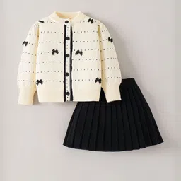 Hopscotch Girls Bow Detail Knitted Sweater & Skirt Set-picture-34