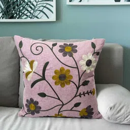 Vinayaka Fab Pink Embroidered Square Cushion Covers-image-36