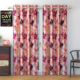 Galaxy Home Decor Purple Set of 2 Floral Window Curtain-image-69
