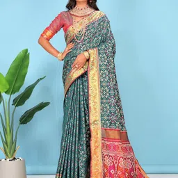 AKSH FASHION Bandhani Zari Pure Silk Patola Saree-picture-40