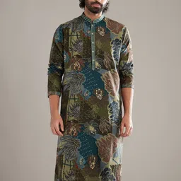 KALKI Fashion Men Floral Printed Regular Kurta with Pyjamas image 4