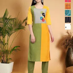 7Threads Selection Of 6 Colour Blocked Printed Round Neck Kurtas-image-16