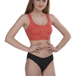 samvar Women Orange,Blue Cotton Bra Panty Set for Lingerie Set Undergarments Pack of 2 image 4