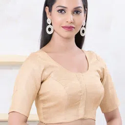 VAMAS - THE DESIGNER BLOUSES Round Neck Padded Saree Blouse image 3