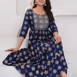 RAINDROP Women Blue Kurtas-image-19
