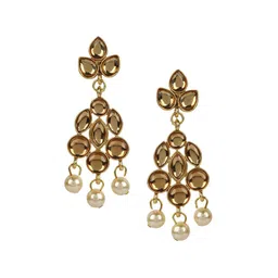 Anouk Cream Gold Plated Kundan Stones Studded & Pearl Beaded Jewellery Set image 3