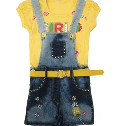 ZADMUS Girls Embroidered Dungaree With T-Shirt-image-52