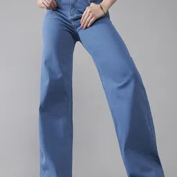 DOLCE CRUDO Women Wide Leg High-Rise Stretchable Jeans-picture-22