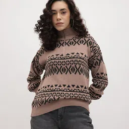 The Roadster Life Co. Geometric Self Design Mock Collar Pullover image 2