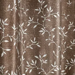 GEET CREATIONS Coffee Brown Set of 3 Floral Room Darkening Window Curtain image 5