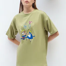 DressBerry Women Printed Drop-Shoulder Sleeves T-shirt-image-86