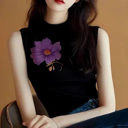 DressBerry Floral Printed Round Neck Placement Cotton T-shirt-image-97
