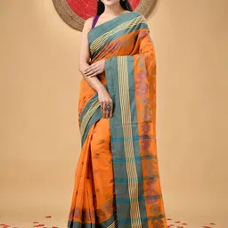 DESH BIDESH Women Floral Pure Cotton Taant Saree-picture-21