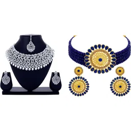 Women Click Set Of 2 Gold-Plated Stone-Studded Jewellery Set image 1