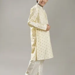 Bittu By Bhama Boys Ethnic Motifs Woven Design Mandarin Collar Straight Kurta with Pyjamas image 5