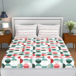 STELLAR HOME Lilly Red & White Printed 104 TC Cotton Single Bedsheet Set 1.50 m x 2.24 m image 2