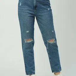 Kraus Jeans Women High-Rise Mildly Distressed Light Fade Jeans-picture-16