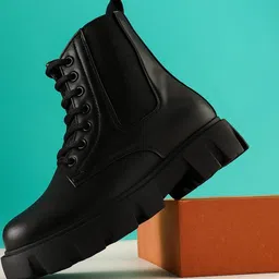 DIFEET Women Round Toe Block Heels Chelsea Boots image 2