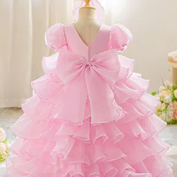 StyleCast x Revolte Girls Puff Sleeve Layered Georgette Formal Fit & Flare Midi Dress image 2