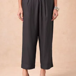 Marigold Lane Women Regular Fit Mid-Rise Pleated Cropped Trousers-image-83