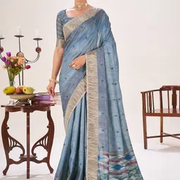 TASRIKA Ethnic Motifs Print Tussar Saree-picture-18