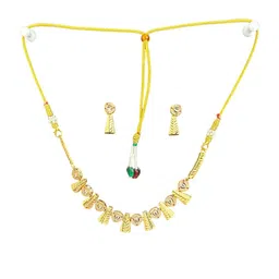 shreeji jewels Gold-Plated Artificial Stones Studded Jewellery Set-picture-34