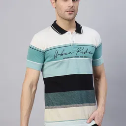 Duke Colourblocked Polo Collar Cotton Slim Fit Cotton T-shirt-picture-34