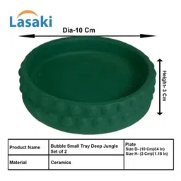 LASAKI Bubble 2Pcs Green Ceramic Lightweight Round Small Flower Planter Trays image 2