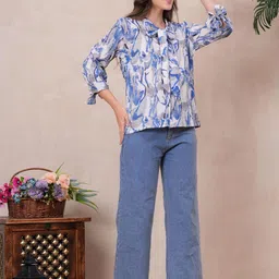 OH MI DIOS Women Straight Abstract Printed Casual Top image 4