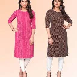 KETAKI FASHION Selection Of 2 Bandhani Printed Round Neck Straight Kurtis-image-69