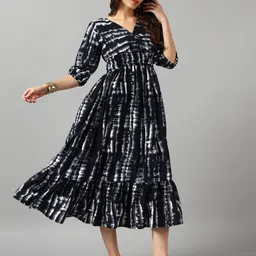Femvy Tie and Dye Smocked Fit & Flare Midi Dress-image-54