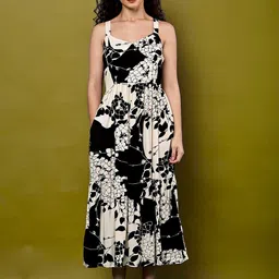 Tushita Women Abstract Printed Fit and Flare Midi Dress image 4