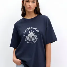 UniBlu Graphic Printed Drop Shoulder Sleeves Cotton Oversized T-shirt-image-57