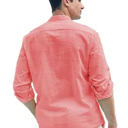 KNOWTED Mandarin Collar Roll-Up Sleeves Straight Short Kurta image 5