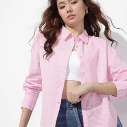 roadster Women Oversized Fit Striped Casual Shirt-picture-27