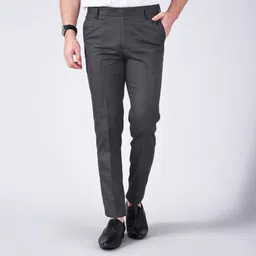 ad & av Men Regular Fit Grey Cotton Blend Trousers-picture-10