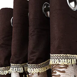 Cortina Brown & Black Set of 2 Floral Door Curtain image 5