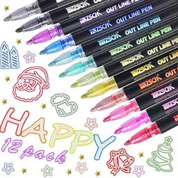 artistery Outline Metallic Markers Pens, Double Line Pen-picture-21