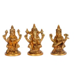 Ganesha Lakshmi Saraswati Brass Religious Idol by BudhShiv image 2