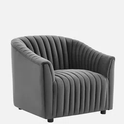 casacraft from pepperfry Camaride Velvet 1 Seater Sofa in Grey Colour image 3