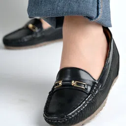 Stylish Trendy Comfort Driving Moccasin with Gold Bit Detail Loafers For Girls Loafers For Women-image-0