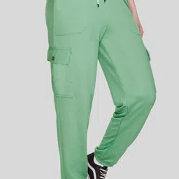 white moon Women Solid Green Track Pants image 3