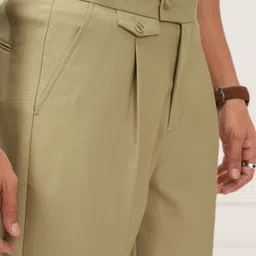 highlander Men Slim Fit Khaki Cotton Blend Trousers image 5