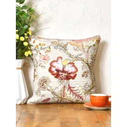 The Home Story Cotton Cushion Covers Multicolor Flowers On Beige (Pack of 2) image 3